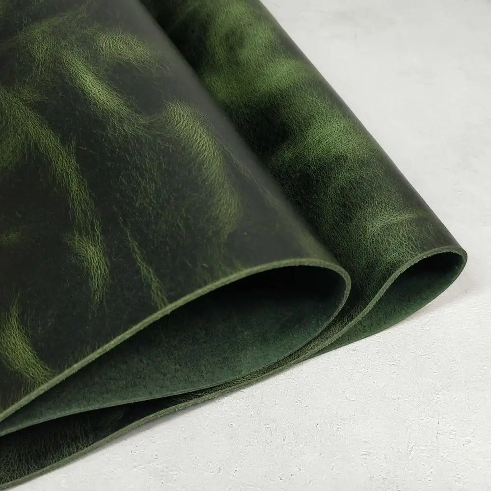  Винтажная масляная дубленая кожа толщиной 2 0 мм Crazy Horse зелёный первый слой воловьей кожи