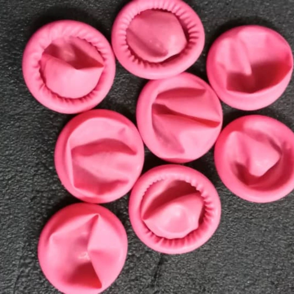 Нитриловые напальчники без пудры одноразовые антистатические размер S M L Розовый Противоскользящий