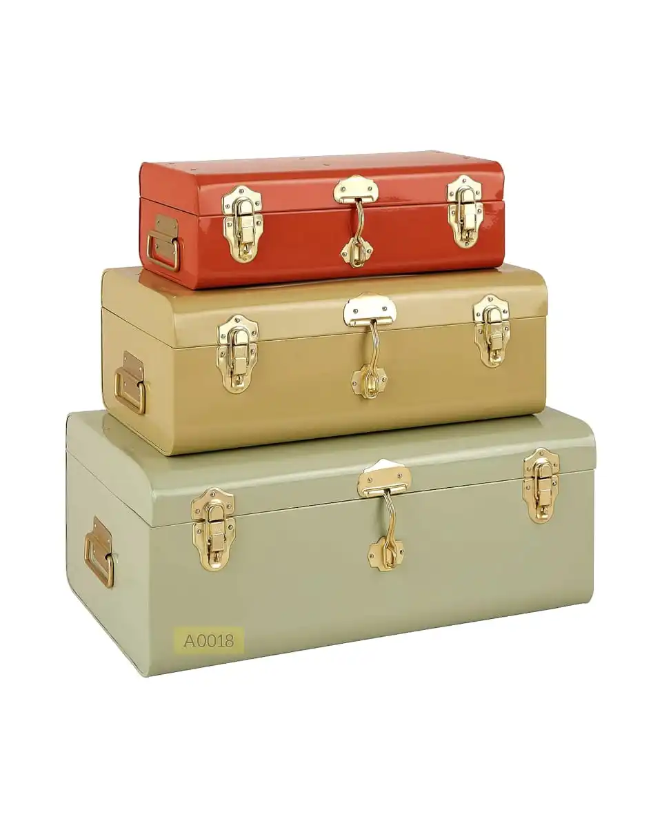 Home Decor Hand Made metal trunk set Antique finished Iron Trunks