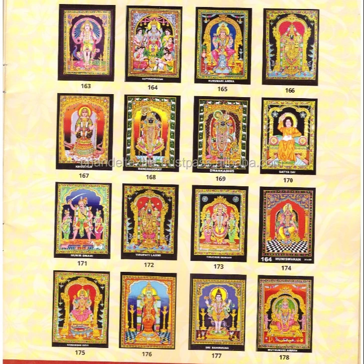 Indian Cotton God Goddess Krishna Radha Sequin Lord Tapestry Batik Wall Hangings Decor tapestries Hindu God Wall hangings poster