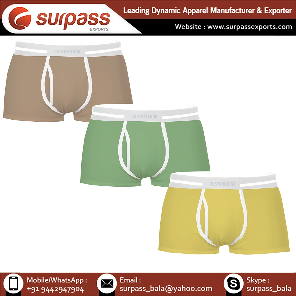 Customized design available in men boxer underwear shorts