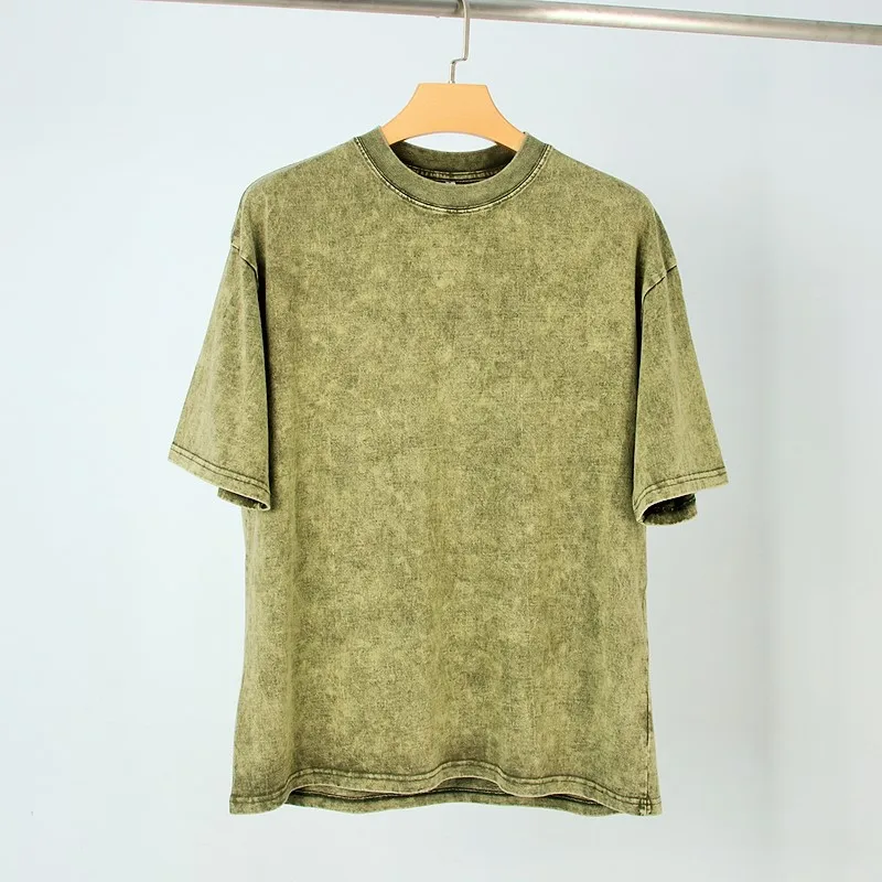 Mens clothes oversize tshirt heavyweight cotton blank acid wash t-shirt custom graphic vintage t shirt