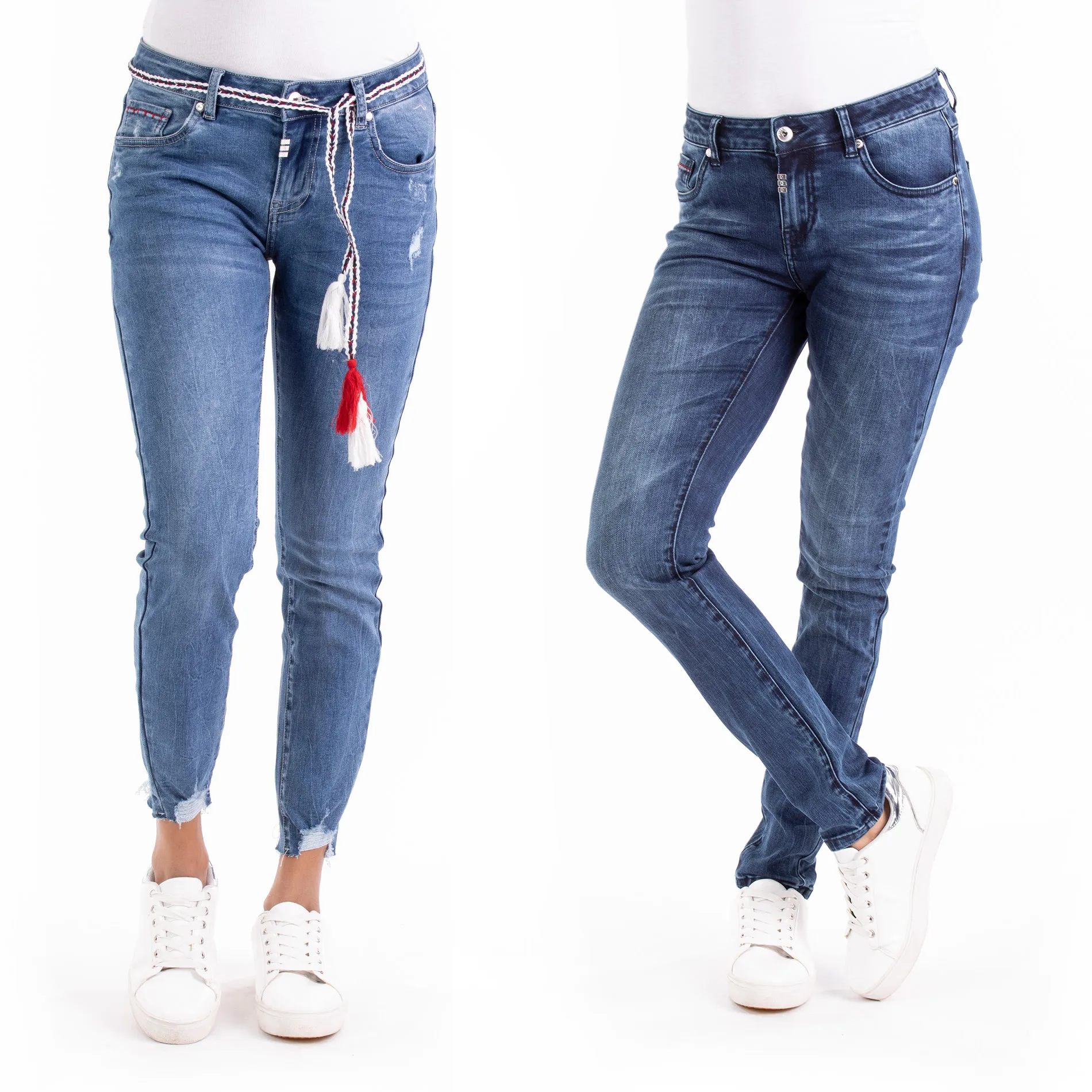 ODM OEM jeans for women Decorative belt We are a manufacturer of high quality denim clothing jeans factory