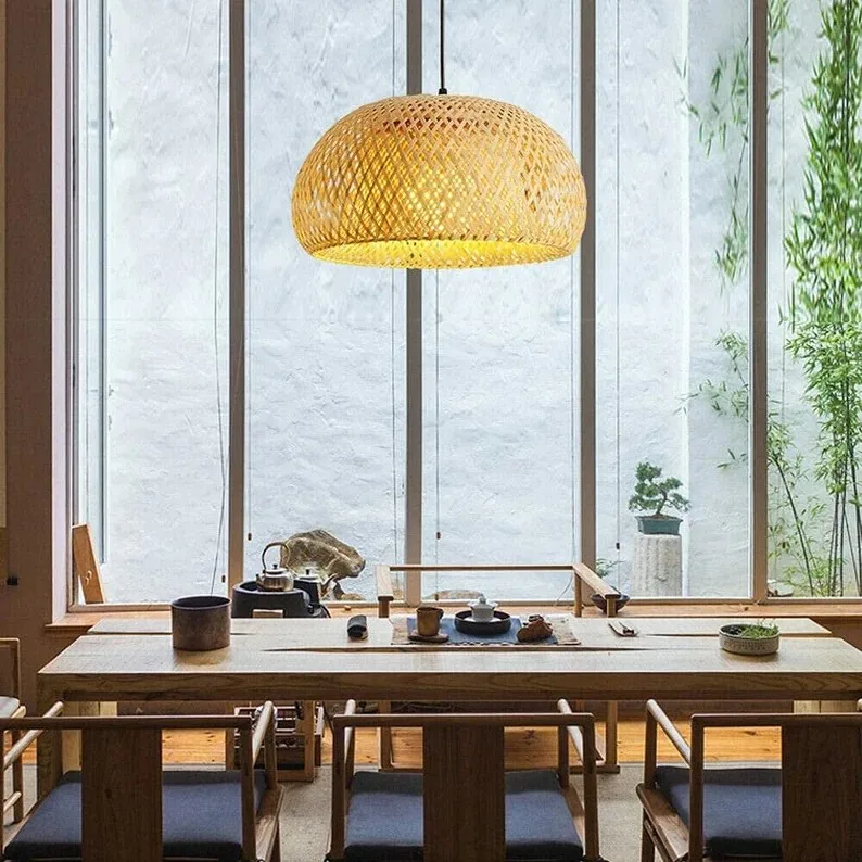 Wholesale High Quality Handmade Ceiling Light Round Bamboo Lampshade Chandeliers & Pendant Light Home Decor Made in Viet Nam