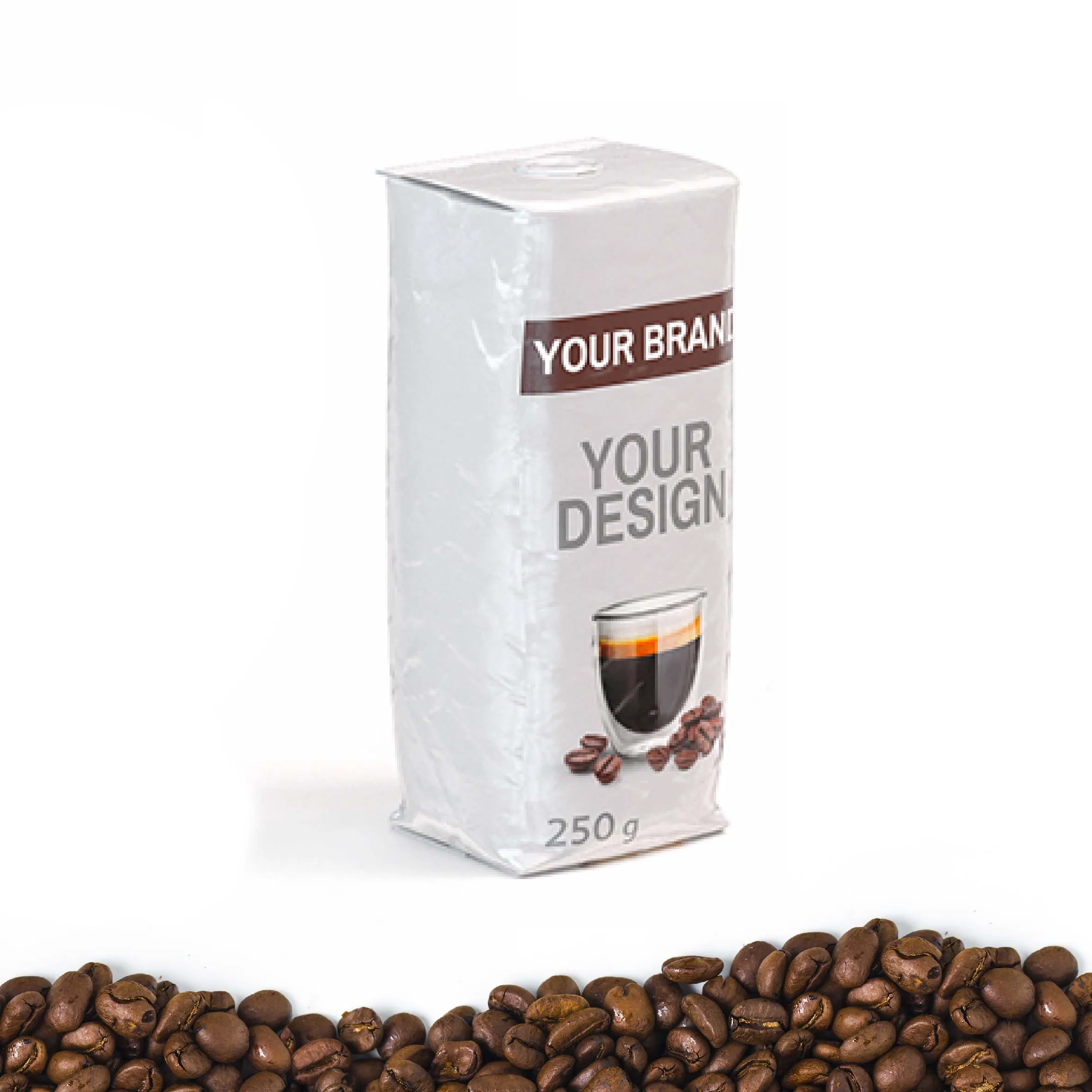 Первоклассная Фирменная торговая марка, произведенная 250 г цельных кофейных зерен 100% Arabica, формат с низким топом