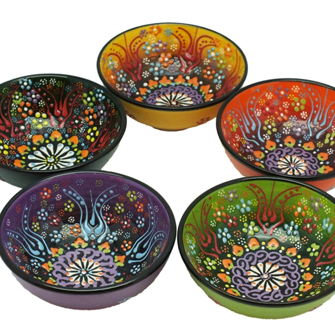 Turkish Handmade Ceramic Bowl 8cm Relief Collection Tile Bowl