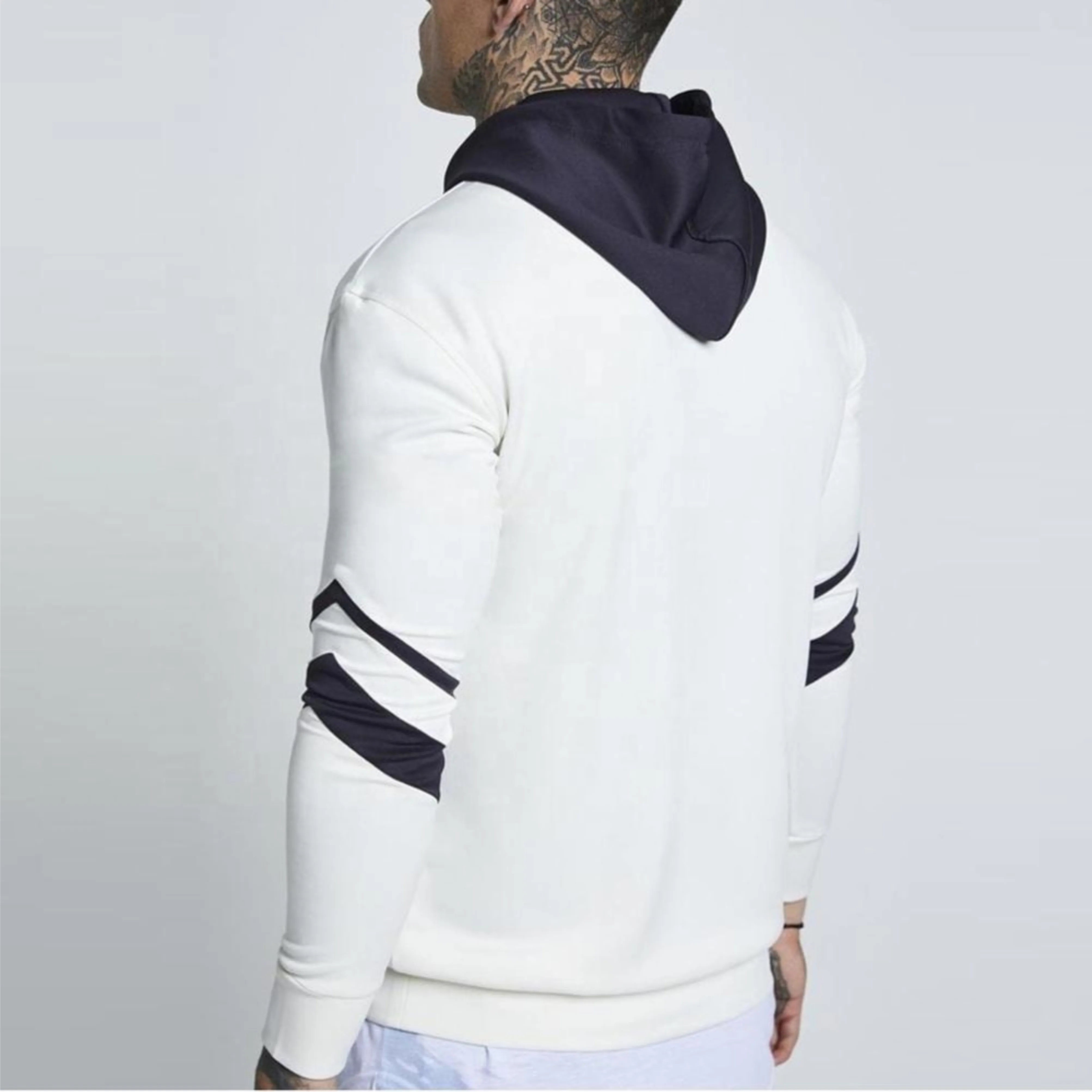 
White Sweatshirt with printed hood new latest design 100%Cotton fleece lining hoodies for men custom best quality in cheap price 