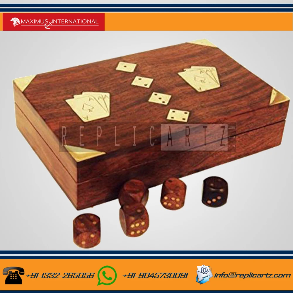 Wooden Brass Dominose Classic Small Wood Game For Kids Educational