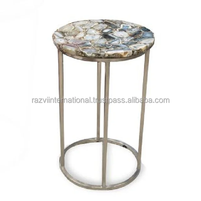 Agate Top metal base side table