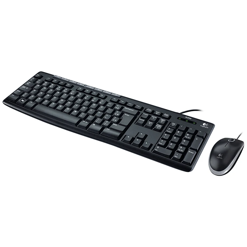 Комплект Logitech MK200 проводная мышь и клавиатура USB компьютерная мультимедийная черного цвета