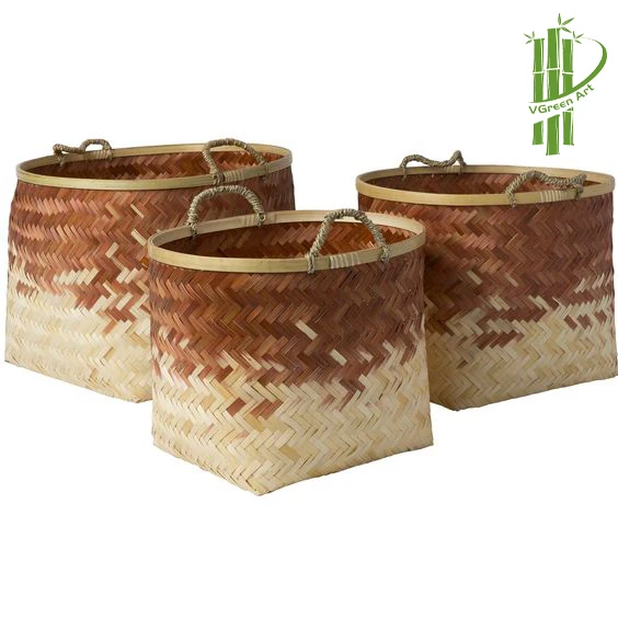 LIGHT AND DURABLE laundry basket woven bamboo baskets pattern with lid storage boxes & bins boho Home Storage & Organization