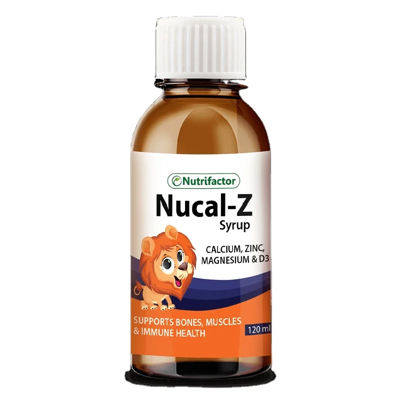 
NUCAL Z SYRUP Calcium Magnesium Zinc Vitamin D3 Promotes Bones and Muscles Healthcare Nutrifactor Food Supplement Syrup 