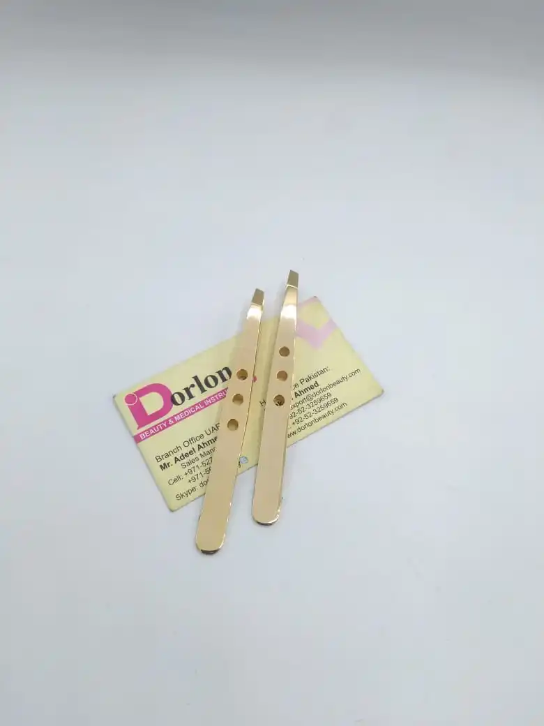 Custom Gold Plated Micro Spring Scissors Japanese Stainless Steel Eyebrow Tweezers Set Private Label