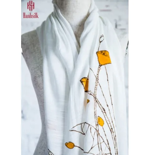 Hanhsilk Diverse Motifs Intimacy and Traditional Style Linen-Silk Pure Silk Scarf from Vietnam