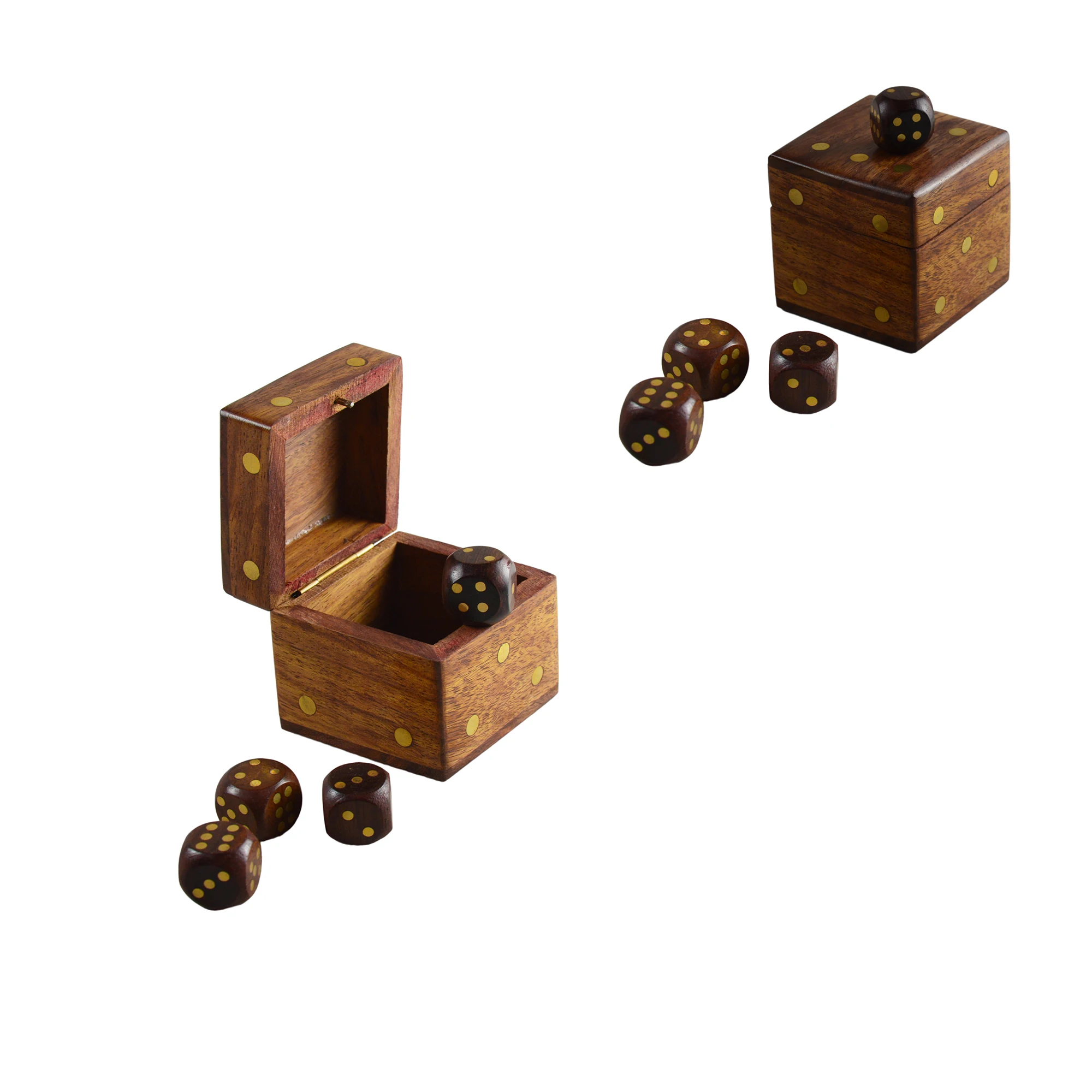 Indoor Gaming Ludo Dice With Wooden Box Polished Finishing Standard Design Wooden Game