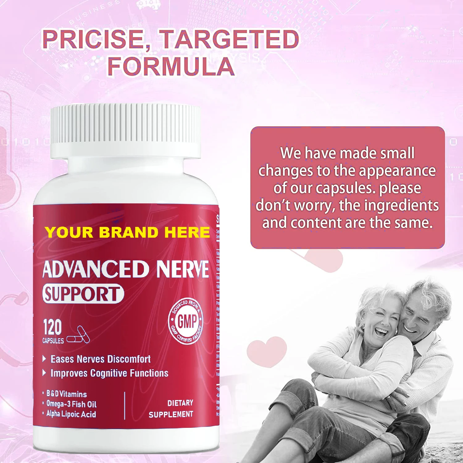 Neuropathy Pain Relief 120 Caps- Nerve Support Formula with Alpha Lipoic Acid, Acetyl-L-Carnitine, Omega-3, Vitamin B, Turmeric