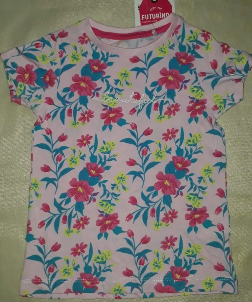 High End Brand Labels Apparels Girls Kids Casual Cotton Outfits Wear Crew Neck Short Sleeve T Shirts Bangladesh Stock Lot 1-14 Y