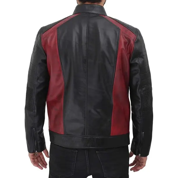 Men Black Motorcycle Slim Fit Real Leather Jacket In Pakistan
