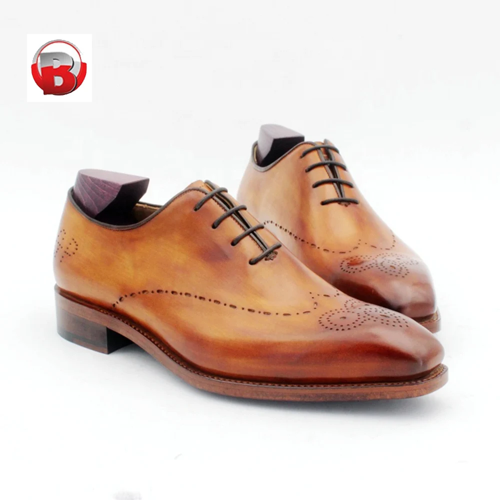 Handmade Italian High Quality Wingtip Perf Lace Up Men Calf Leather Dress Shoes