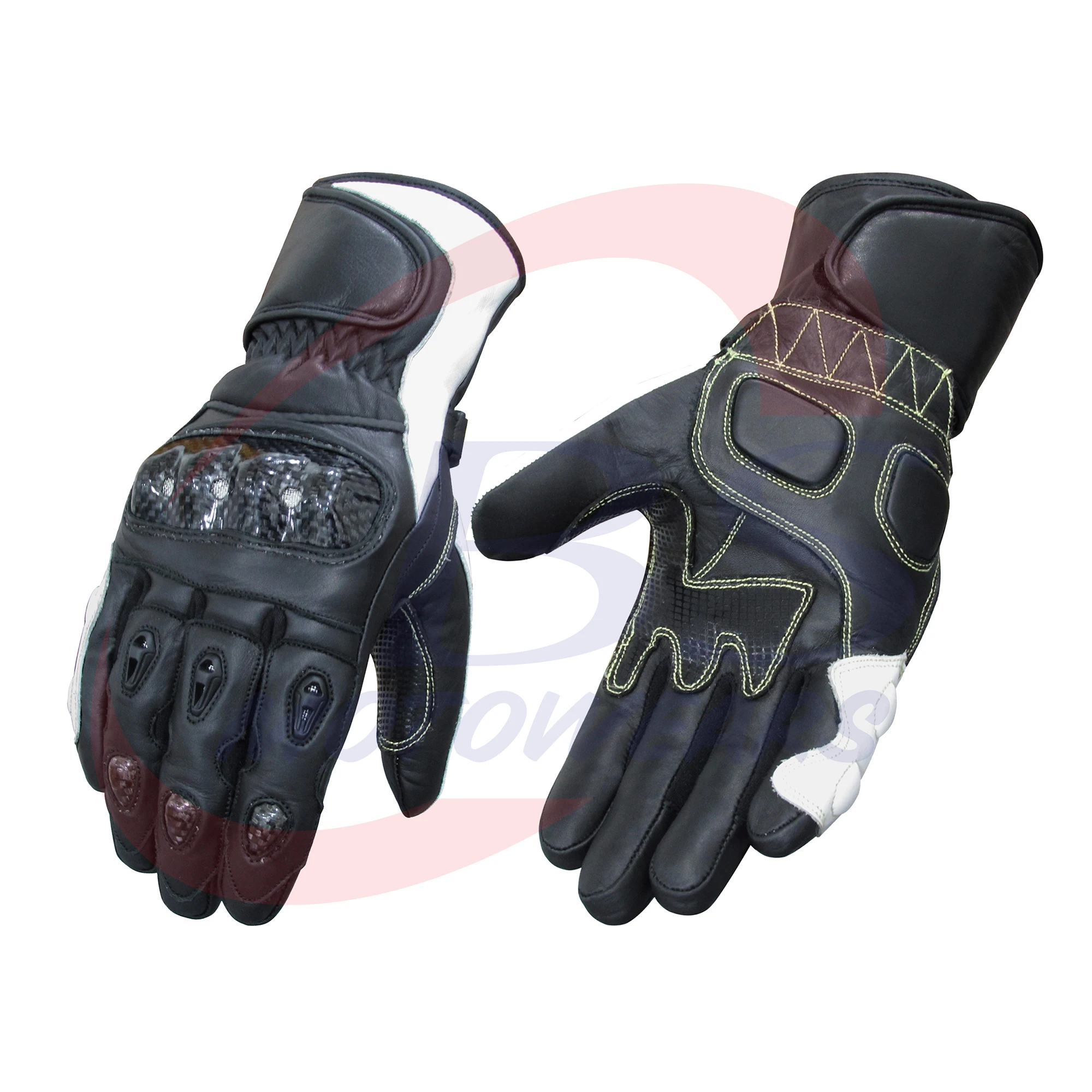 Custom leather super fabric motorbike high quality racing gloves