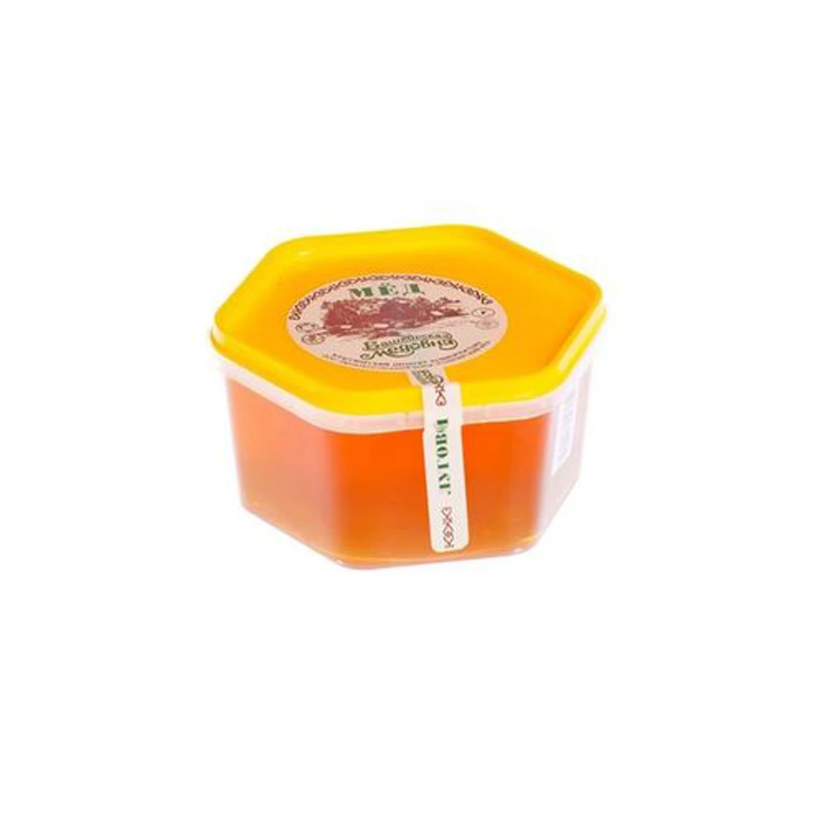 Мед в пластиковой банке с сотовой структурой 0,5 кг гречихи