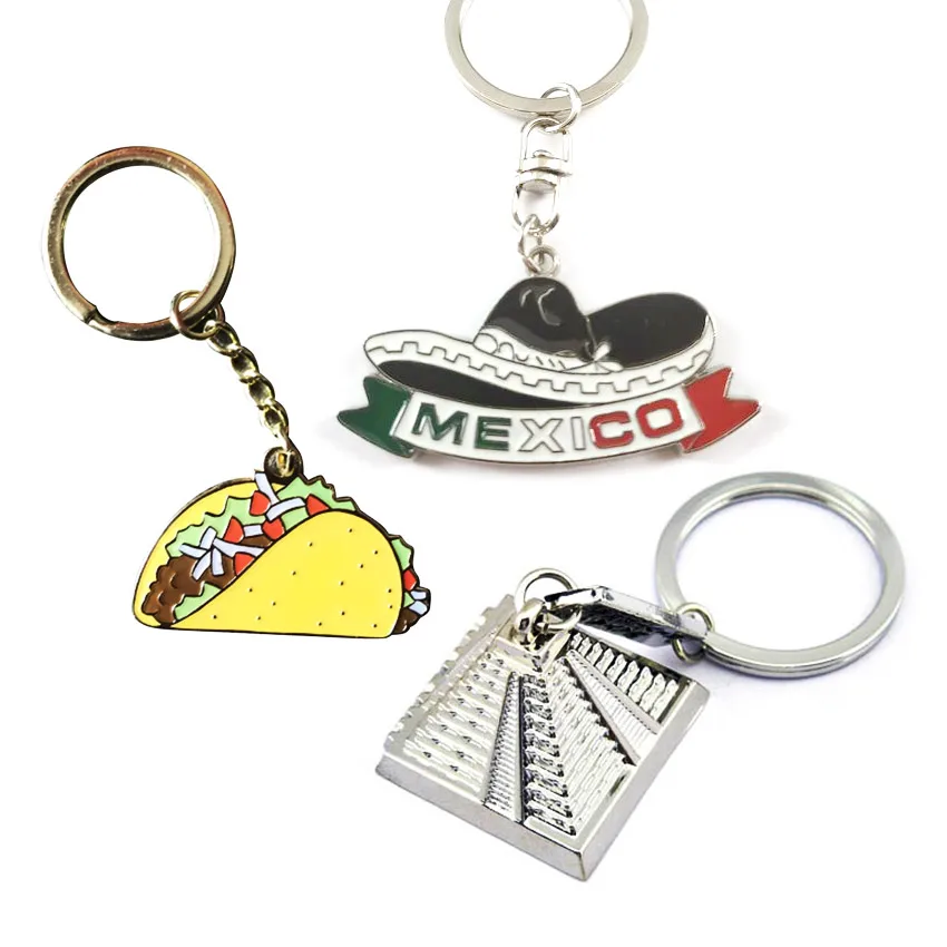 custom wholesale tourist souvenir taco mayan pyramid mexican keychain
