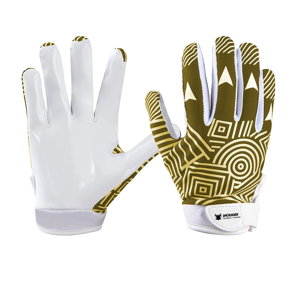 Ultra-Durable & Breathable Synthetic Leather Silicon Palm Grip with Backside Lycra Rugby Gloves Rugby Receiver Sports Gloves