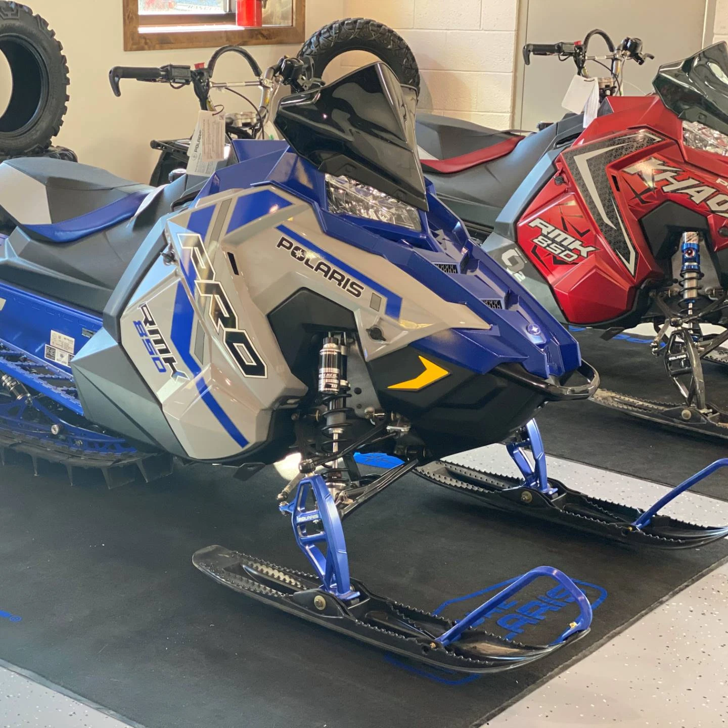 End of year promo offer for  Polari s PRO-RMK 163 The Ultimate Mountain Sled snowmobile and 850 PRO RMK 155 2.6 in. in stock