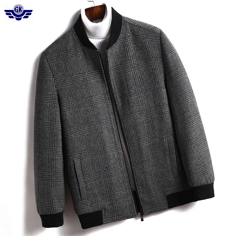 2021 осень-зима Мужская Новая модная шерстяная куртка-бомбер Jecket деловая Повседневная бейсбольная утепленная верхняя одежда пилот пальто большого размера топы