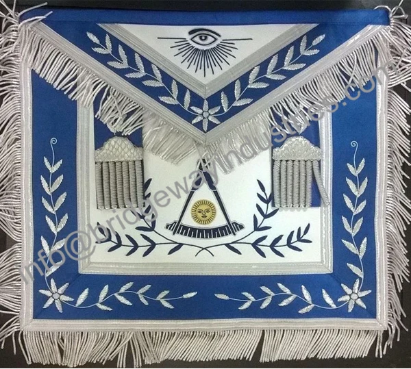 Masonic Past Master Blue Silk Border Apron