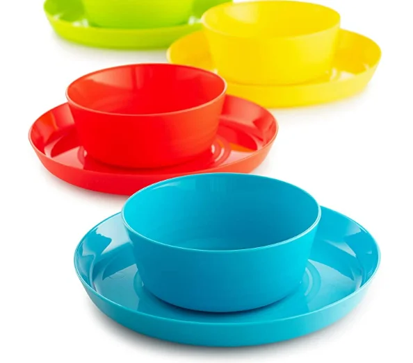 Пластикые посуды набор из 6 для детей пластиковые детские пласт миски столовые приборы красочные посуда