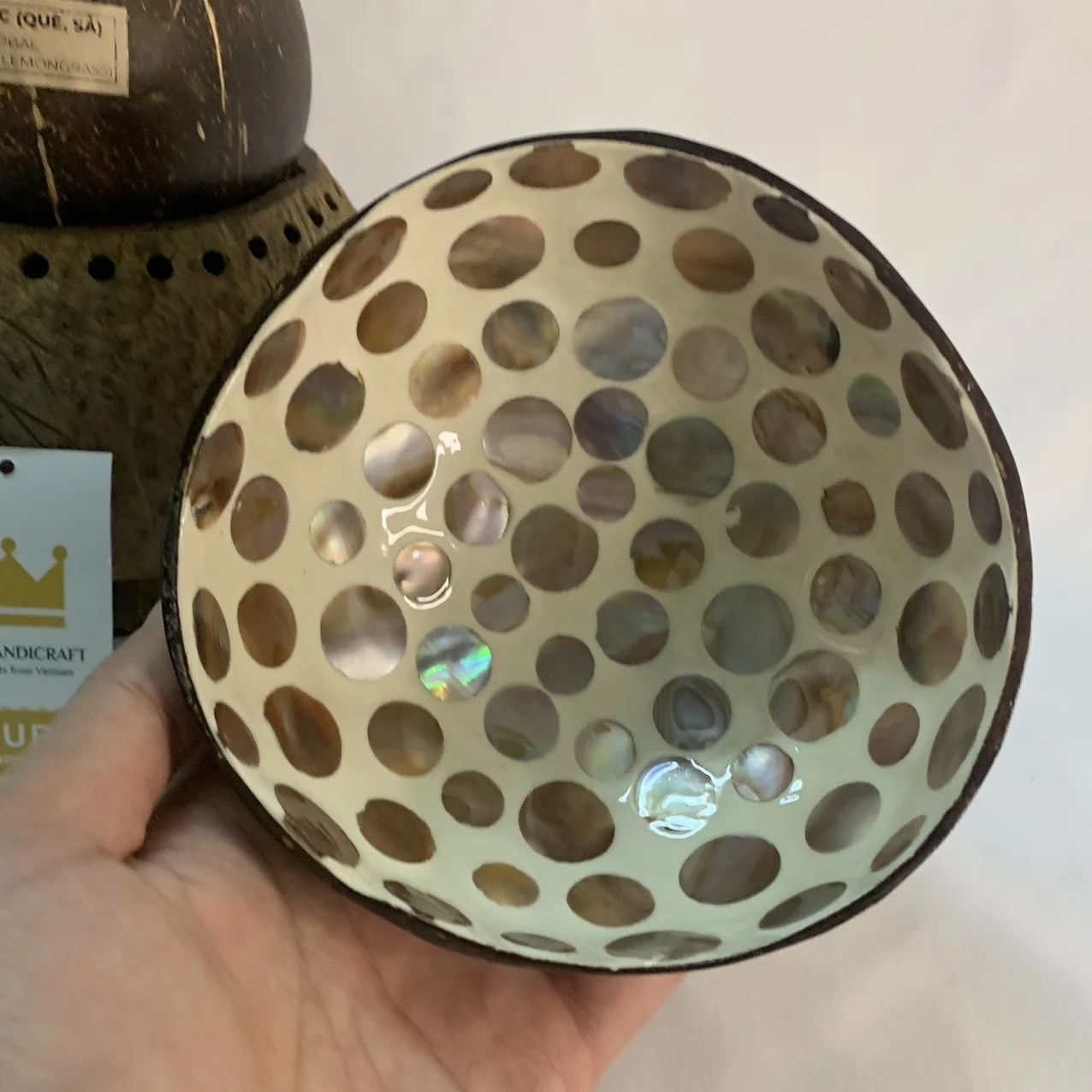 Coconut bowl lacquer, Hand painted lacquer eggshell coconut bowls from Vietnam