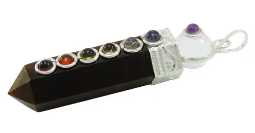  7 чакр тигровый глаз карандаш подвеска Проволочная оболочка ожерелье подвеска/подвеска ювелирные изделия/мощная