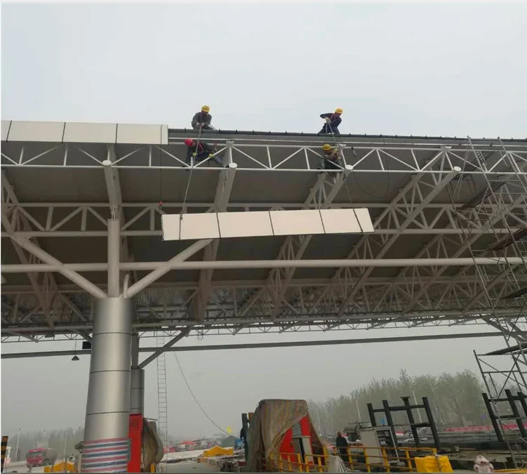 Prefab Steel Pipe Truss Frame Canopy for Toll Station Booth Steel Structure Construction