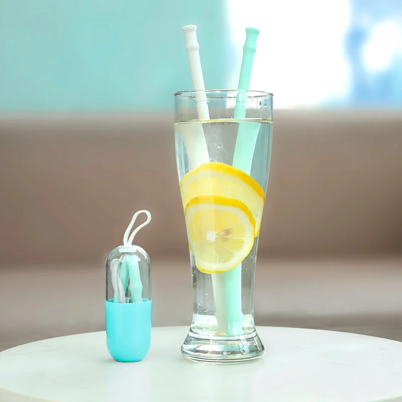Reusable Straws Silicone with Case BPA Free Reusable Straws Drinking Silicone for Cold or Hot Travel Straws with Case