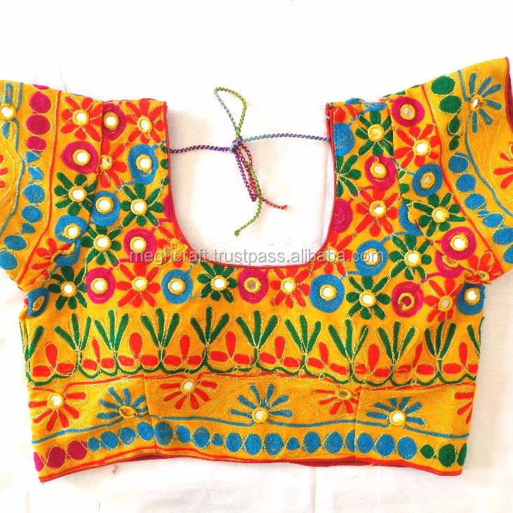 Wholesale ready made blouse-Indian kutch embroidered blouse - fashion wear cotton readymade blouses - Bollywood style clothings