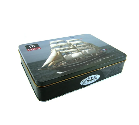 
LED Rectangle metal tin can box for cake coffee coffin chocolate sweet candy cookie wine gift packaging 