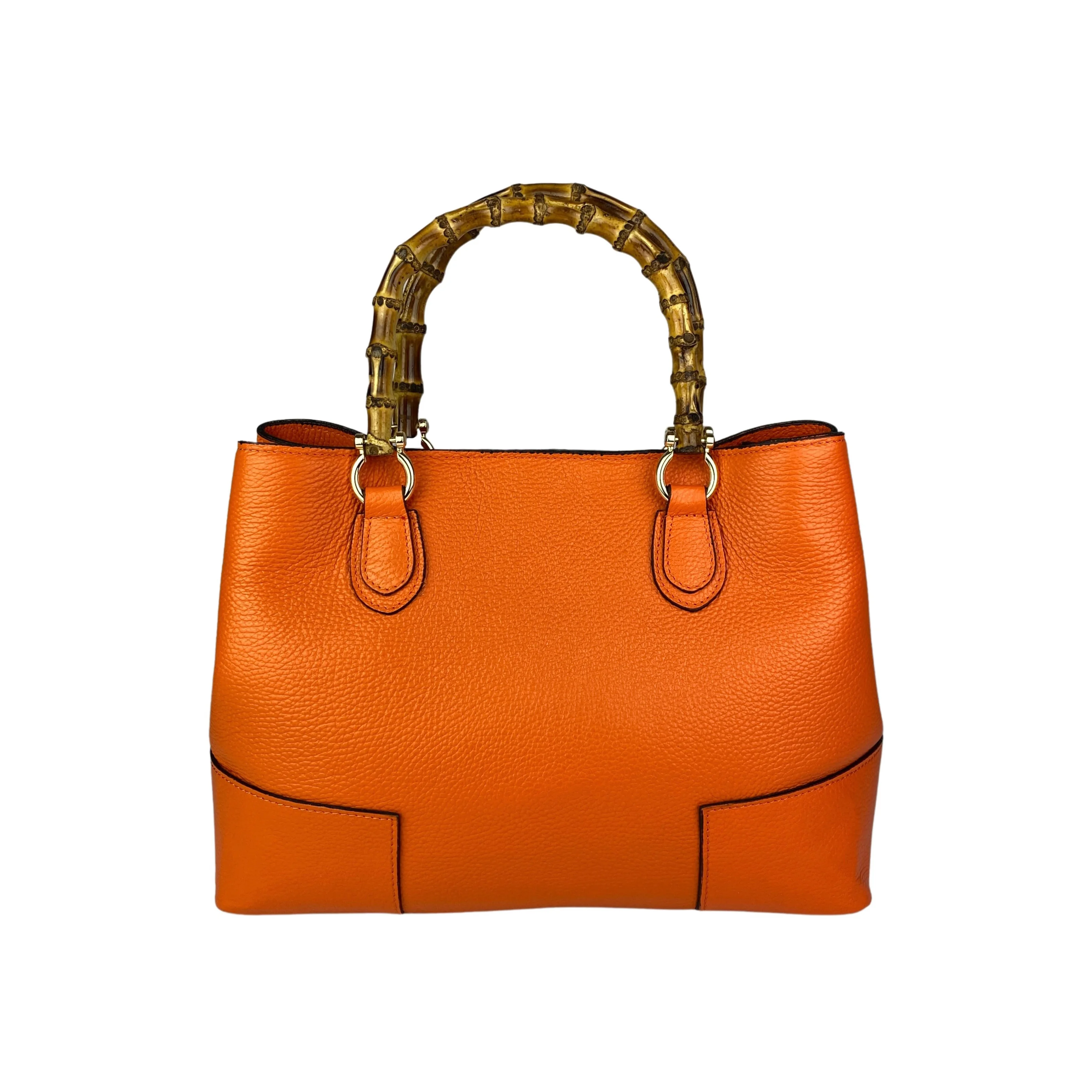 Best Seller Leather Handbags for women luxury Genuine Leather Designer bags Made in Italy Bamboo Handles