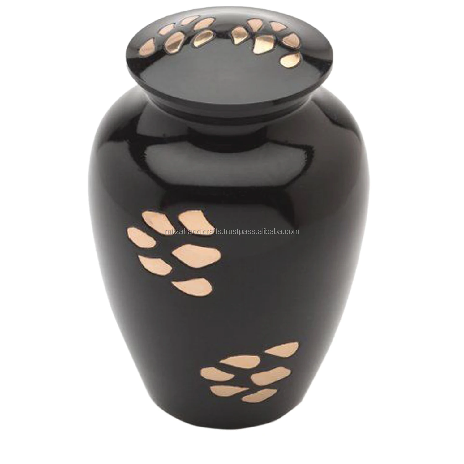 Modern Black & Gold Large Paw Print Pet Cremation Urn  Engravable For Cat & Dog Pet ashes Cremation Memorial Handmade Urns