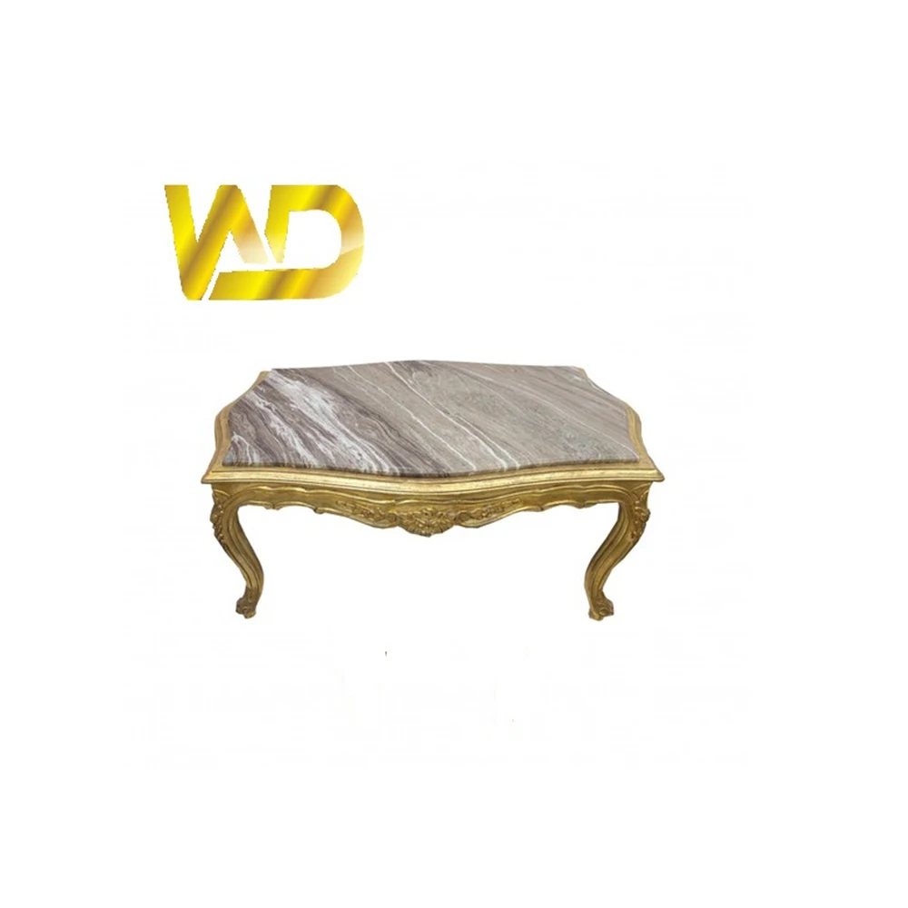 100% Best Quality Living room gold table with marble top antique style