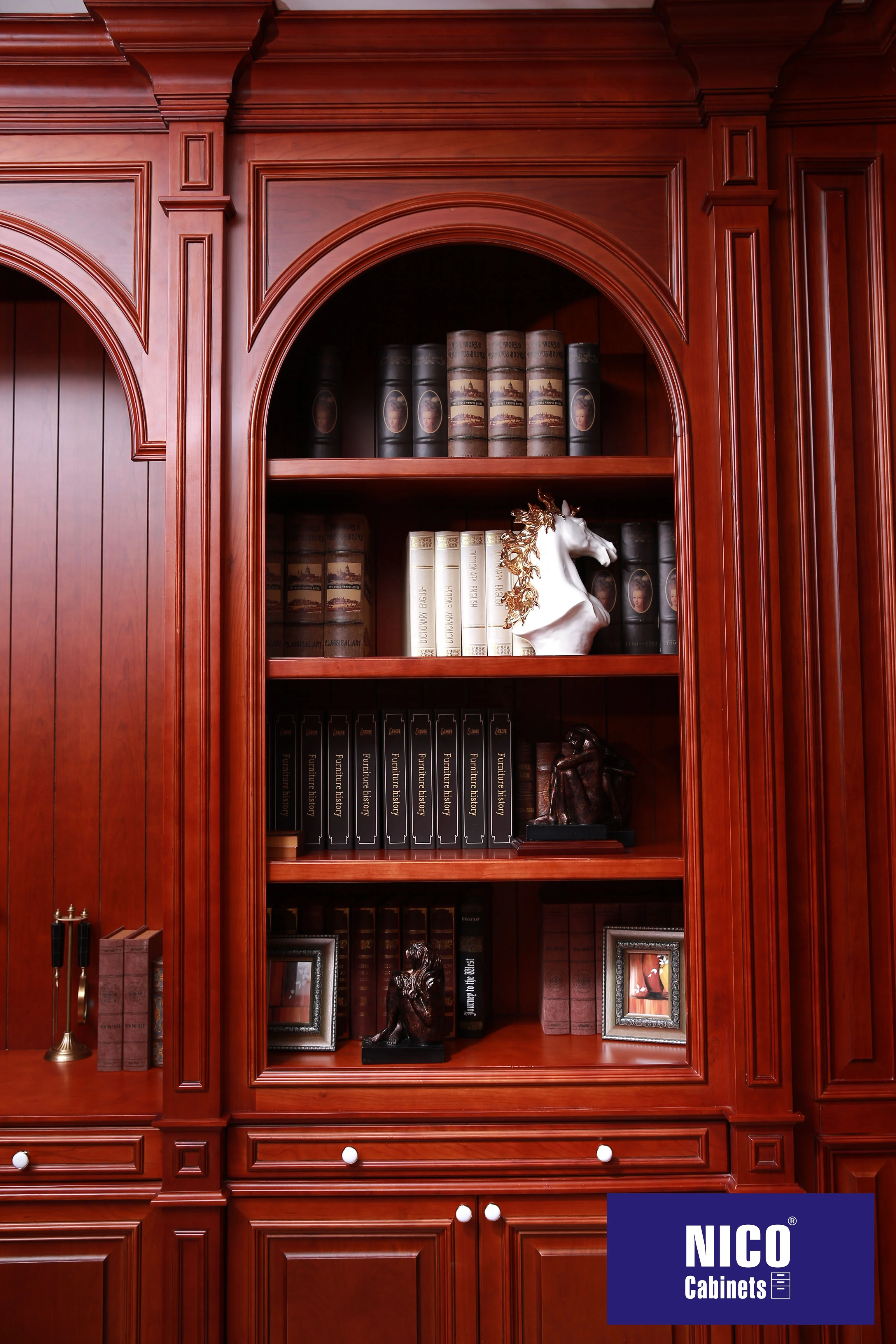 NICOCABINET Custom American Style Popular Design Modern Hiding Door Bookcase Book Shelf Study Cabinet