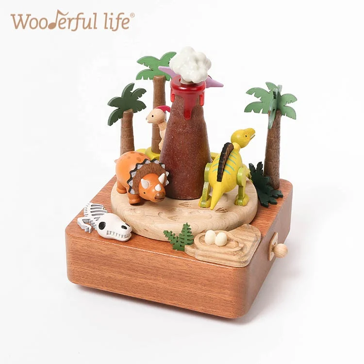 [1A] Wholesale Wooden Dinosaur Music Box Jurassic Park  for Kids Dinosaur Toys