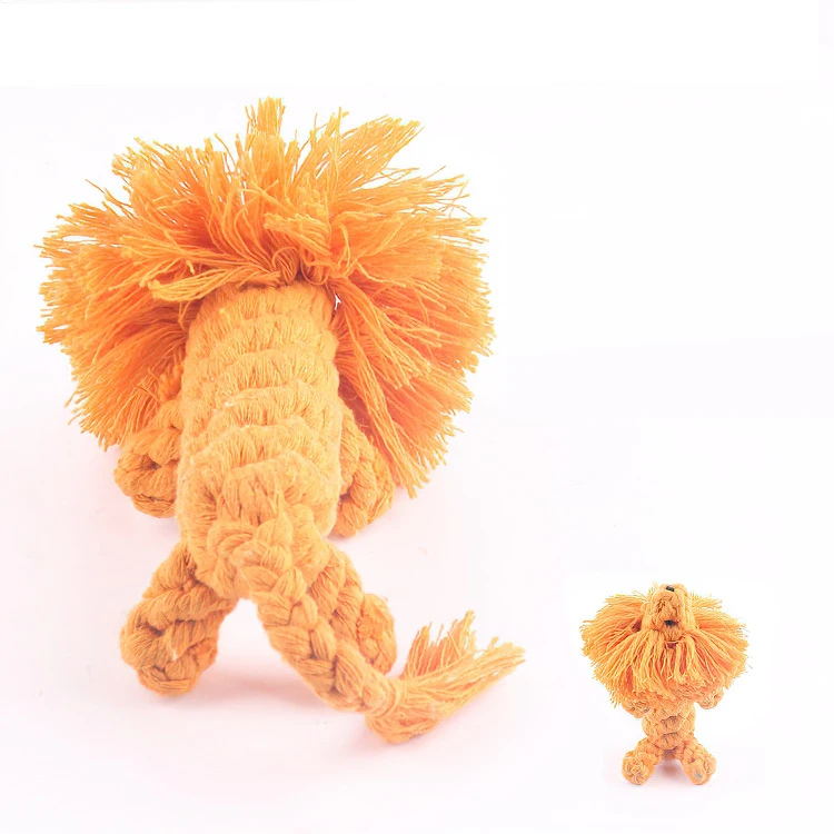 New Arrival Lion Personalised Custom Logo Tug Knit Hairy Crochet Cotton Rope Dog Toy