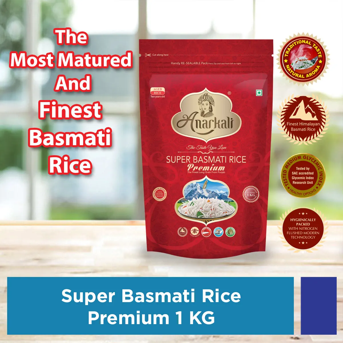 Wholesale Good Grade White Dried Style 1kg Anarkali Super Basmati Rice Bag From Singapore