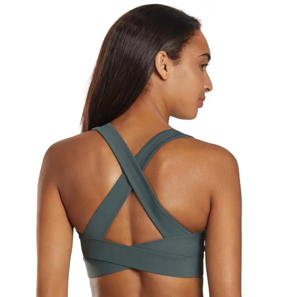 OEM Women Fashion Fitness Gathered Bra Yoga Sports street wear plain gym wear casual sports Bra With Custom LOGO