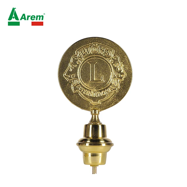 Low Moq LionsClub emblem Fast Delivery Gold Brass Hanging Decoration Flag Mounting banners tips screw pole ecommerce lance event