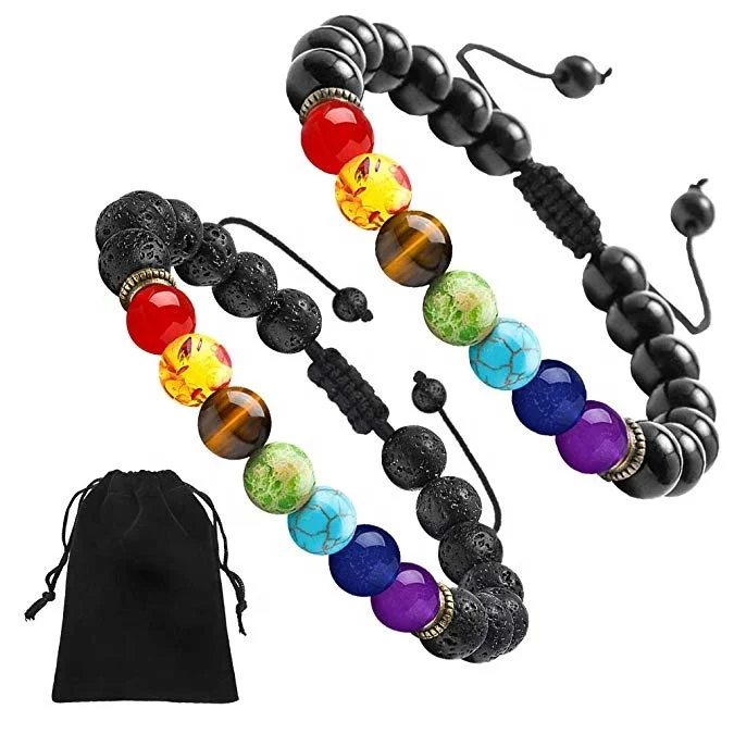 Wholesales 7 Chakra Tiger Eye Stone Bracelet Natural Gemstone Yoga Prayer Beaded Bracelet