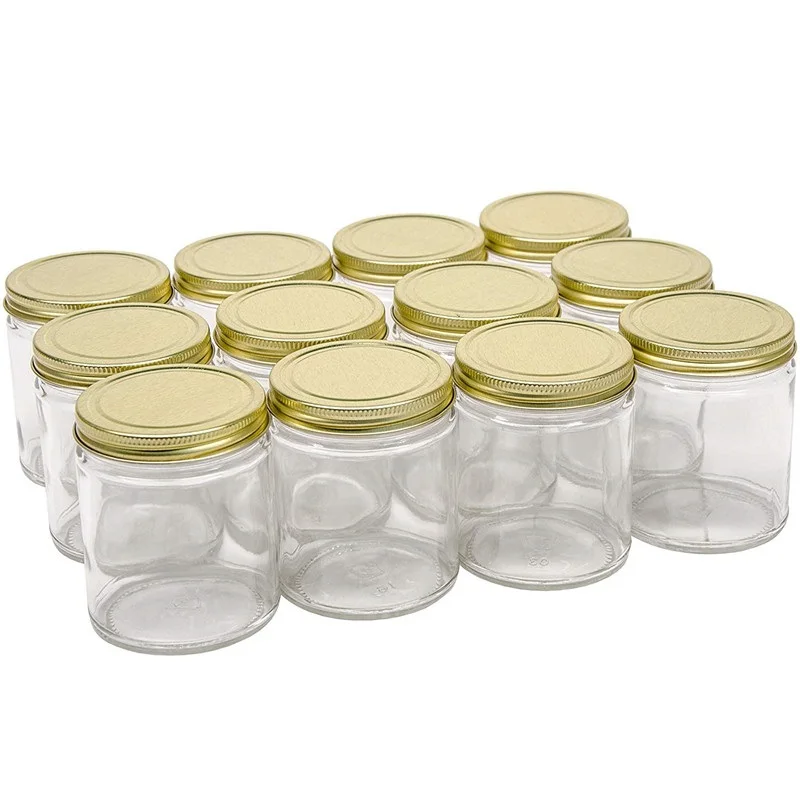 8oz 250ml clear blend glass wax candle jar with metal lid custom logo color