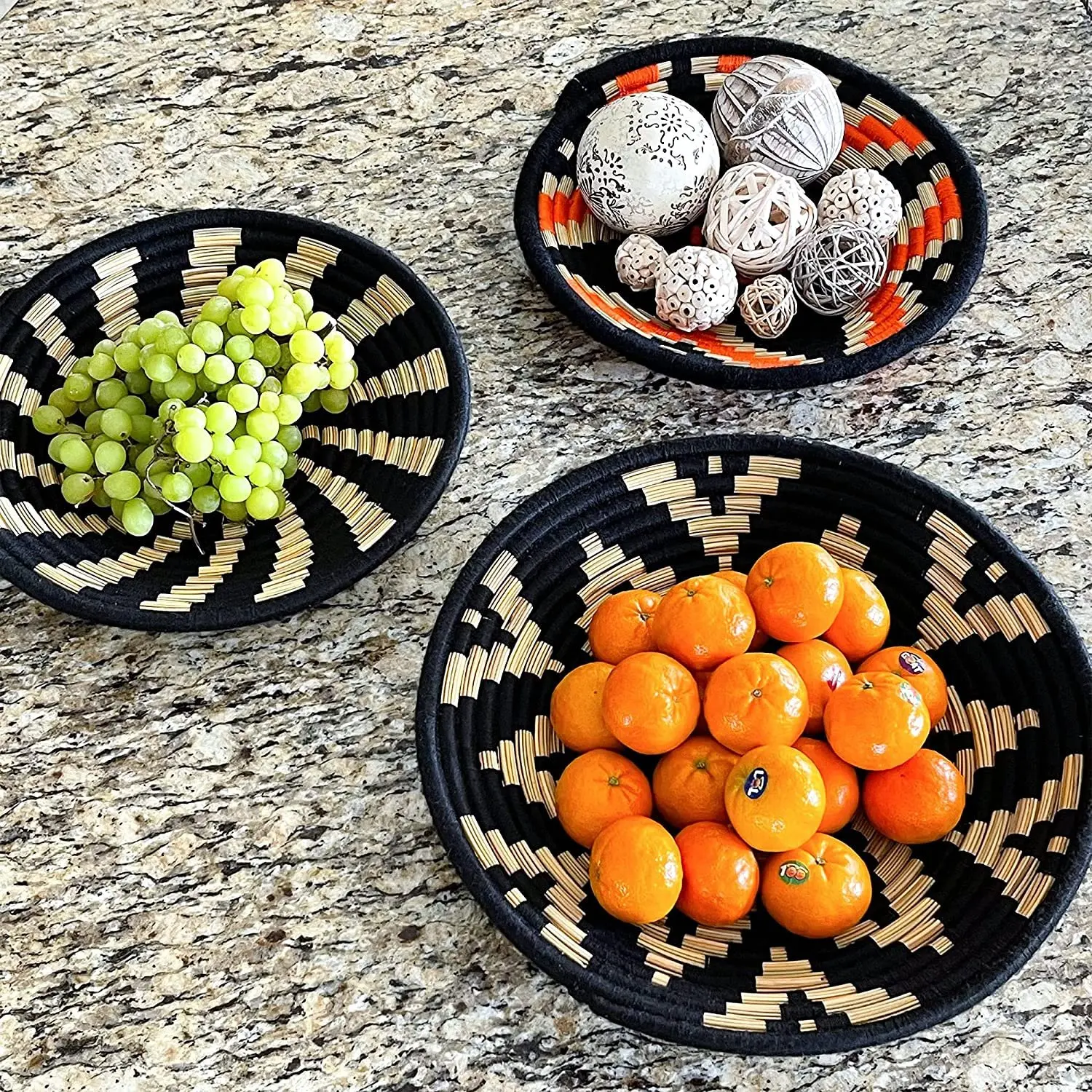 Large Boho Woven Wall Basket Decor Set of Four Handmade Wall Art made from Natural Seagrass Ready to Hang