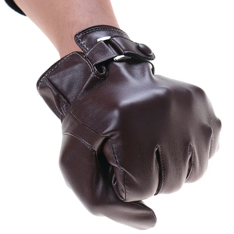 
Custom Comfortable Men Driving Gloves Full Finger Leather Driving Gloves Hole And Snap Closure Leather Gloves 